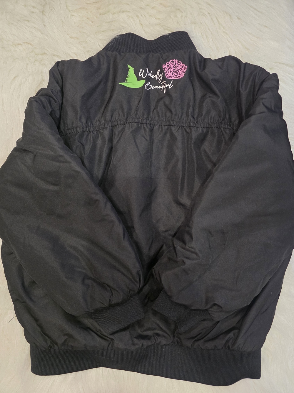 Wicked Wickedly Beautiful Bomber Jacket Graphic Black & Pink 6-6x - Picture 4 of 5